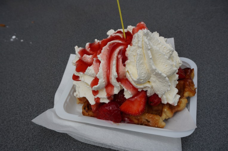 Strawberry and cream belgium waffle.  I'll start my diet tomorrow.